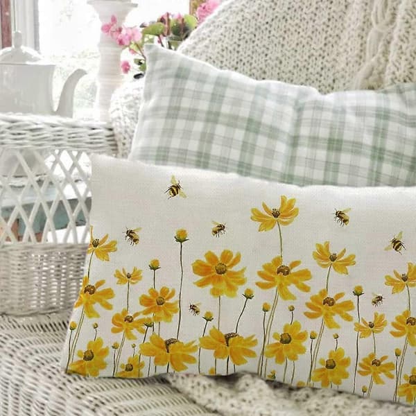 Örngott Daisy Bee Dekoration Solrosblomma Örngott