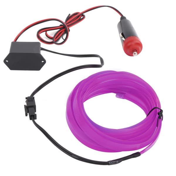 3 meter bilinteriørbelysning Auto LED-stripe sigarettennerkabelrør neonlys lilla