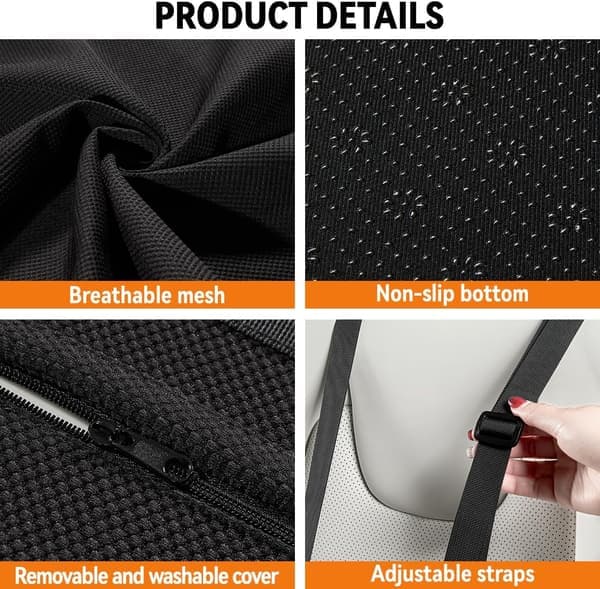 Lumbar Support Pillow - Back Support - Car Lumbar Support Pillow - Height Adjustable Lumbar Support Pillow - Lumbar Support Pillow with Straps (Ho)
