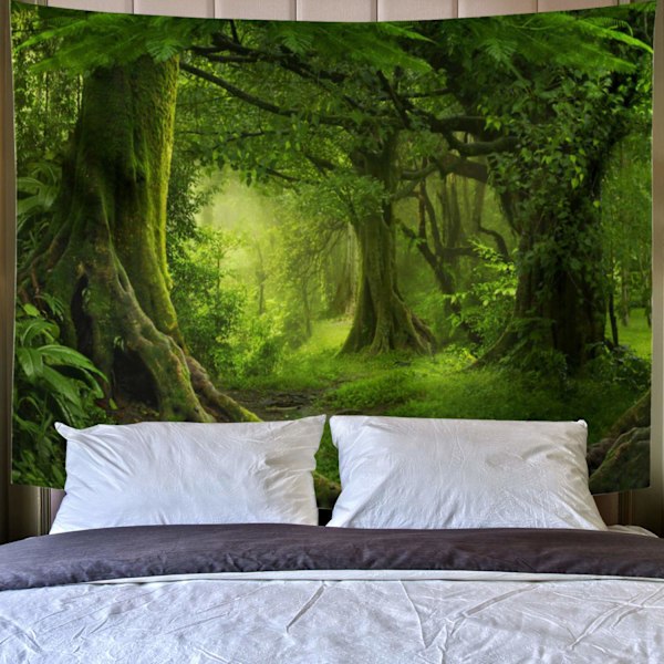grønt Vintage Tapestry 150 * 150cm, Langt Vertikalt Vægtæppe Reference Illustrativt Botanisk Tapestry til Soveværelse Æstetik