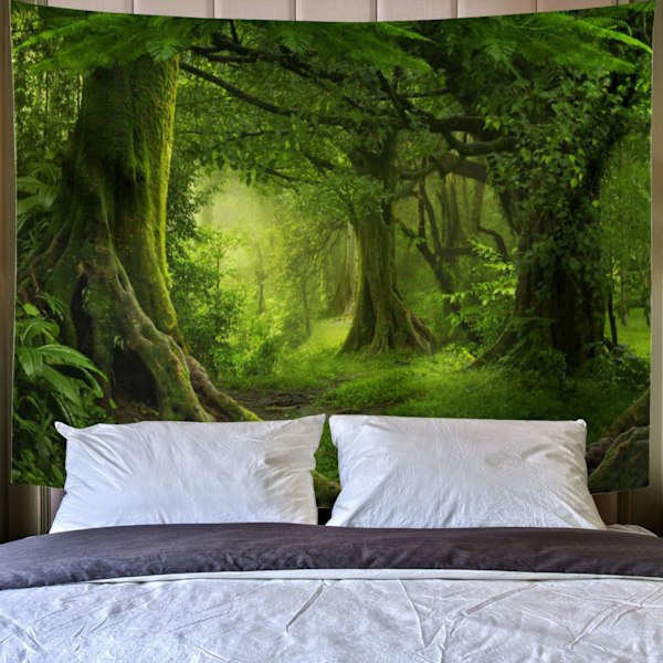 Vihreä Jungle Forest -taustakangas 150 * 150cm Vanhat Puut Vihreä Köynnös Pölyinen Tie Satumainen Taustakangas Valokuvausta Varten Vinyl-Taustakuva