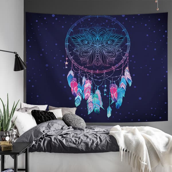 1 stk farverig lotus, 200x150 cm drømmefanger vægtæppe,