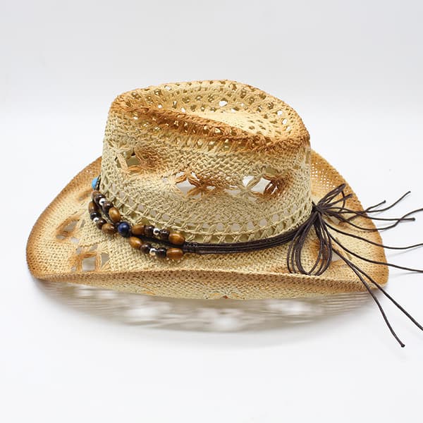 Hul cowboyhat til mænd strandhat western cowboy Hvid White