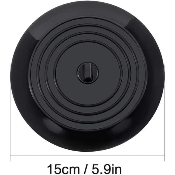 2-piece Kitchen Drain Plug, Silicone Suction Cup Plug, Bathtub Stopper, for Kitchen, Bathroom and Laundry Rooms, Universal Drain Plug, Black, 15 cm