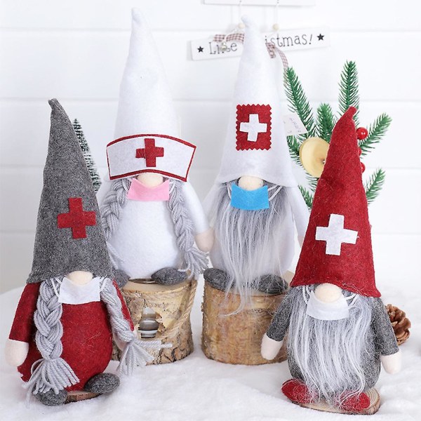 Jule-Svensk Tomte Dukke Leke Lang Hette Doktor Sykepleier Julenisse Statue PlysjB