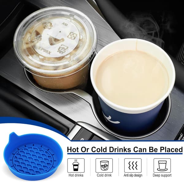 Car Cup Holder Coasters, Silicone Cup Holder Insert, Universal Non-Slip Cup Holders, Interior 4-pack Blue Blue