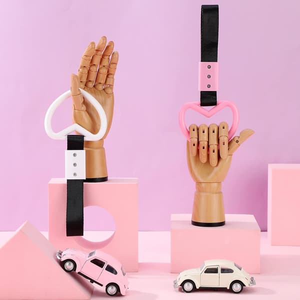 2 stk. hjerteformede bilhåndtakstropper (rosa, hvit) Drift
