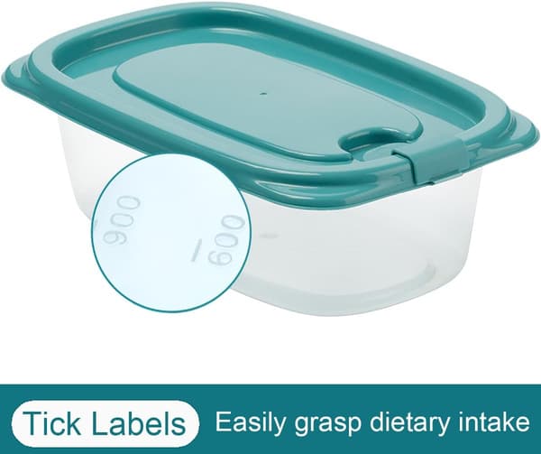 Rectangular Plastic Portion Boxes with Lids Food Storage Containers Lunch Boxes with Lids BPA-Free Airtight Leak-Proof 830ml 3PCS