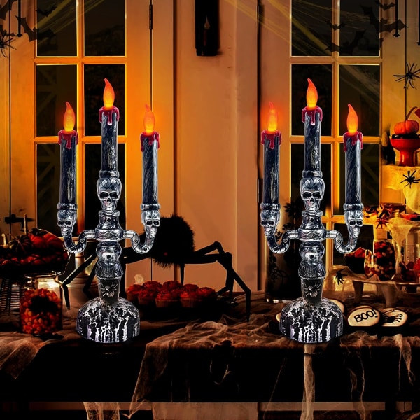 2 kpl Halloween kynttilän lamppu, halloween-koristeet 3 kynttilää Halloween LED-paristokäyttöiset kynttilät, LED-kynttilät Halloween