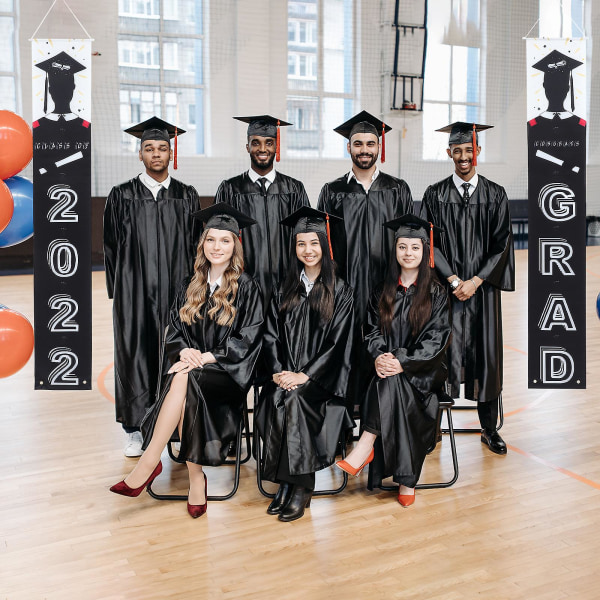 1 par Grattis Graduate Couplets Graduation Party Veranda skylt Banners 2022 Graduation CoupletsSvart180X3 Black 180X30CM