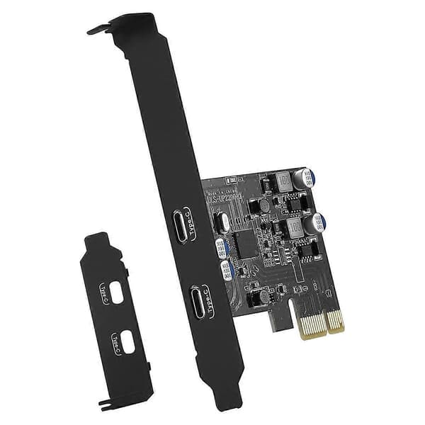 5 Gbps PCIE 1X til Dobbelt USB C Udvidelseskort PCI Express X1 til 2-Port TYPE-C Extender Konverteringskort Ris