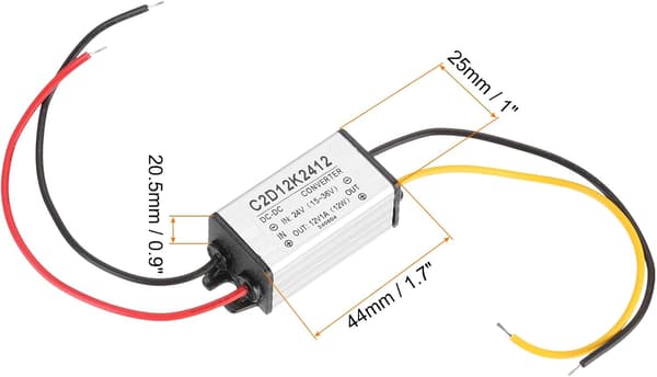 DC 24V til 12V strømomformer 1A 12W spenningsreduksjon IP68 vanntett transformatorforsyningsmoduladapter for bil lastebil solsystem Beige