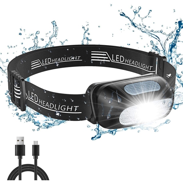 Uppladdningsbar LED-strålkastare, kraftfull vattentät huvudlampa + 5 ljuslägen