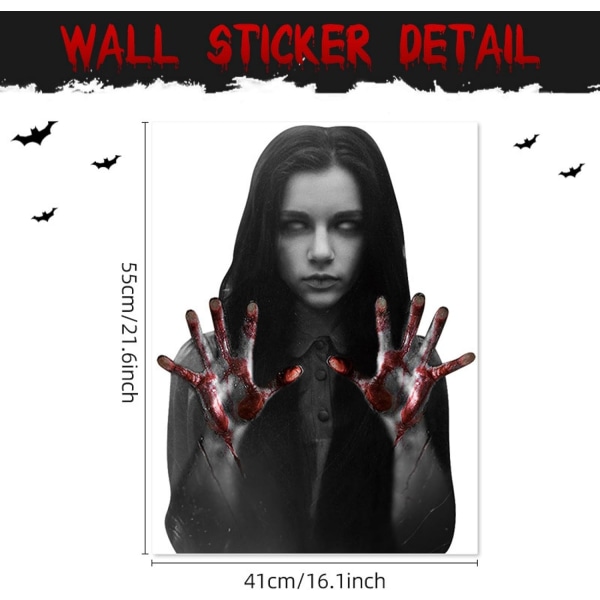 Halloween Kvindelige Spøgelses Dekorationer, Spooky Kvinder Spøgelses Vægstickers, Scary Ghost Silhouette Blodig Decals Kunst til Hjemmet Ha