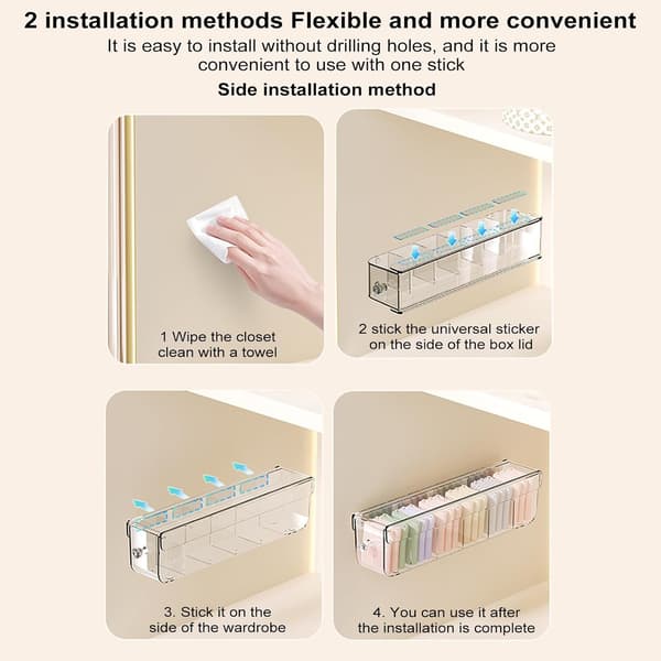 Wall-Mounted Underwear and Sock Organizer with Transparent Drawers, Multi-Layer Hanging Storage Box for Wardrobe
