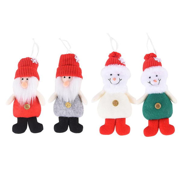 4-pack Julgranspynt Hängande Dekorationer Tomte Snögubbe Docka Jultomte Pojkar Flickor Semesterpynt