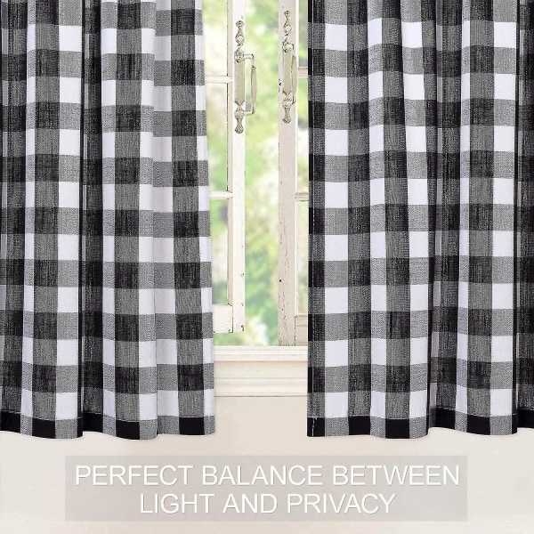 Checkerboard Bistro Curtains Kitchen Kitchen Curtains (black & White 52*18 Inch)