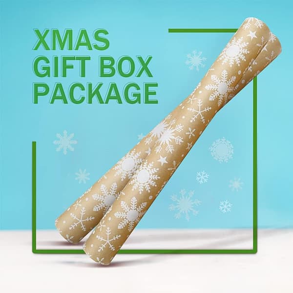 1m (1m x 44cm) Roll Kraft White Snowflake Wrapping Paper Roll,