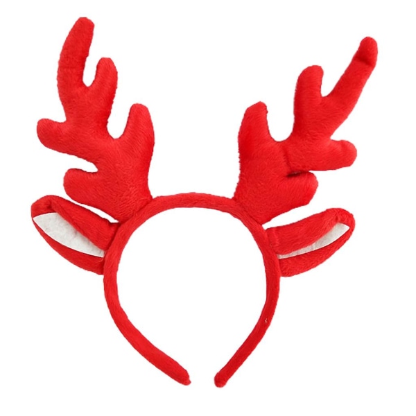 Animal Deer Ears Pannband Plysch Huvudbonader Tecknad Julfest Pannband Scarlet