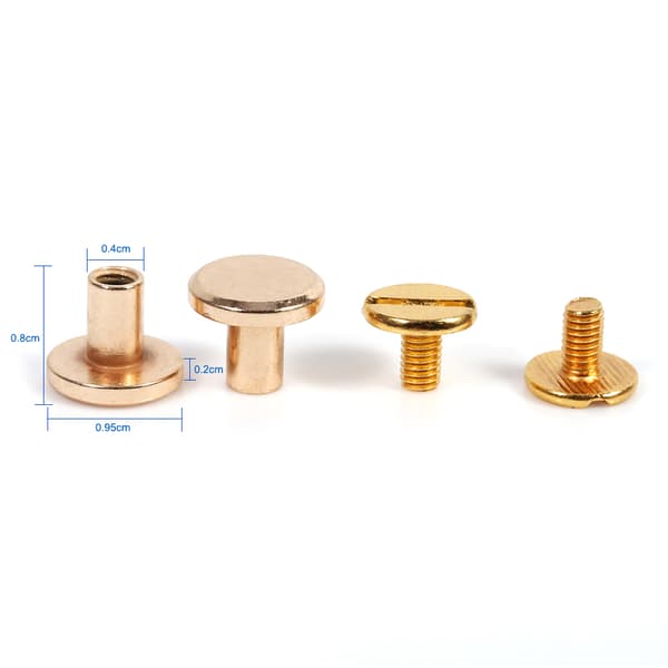Solid Brass Button Screw Rivet for Leather Belt DIY Gold 10 Sets 5mm 6.5mm 8mm