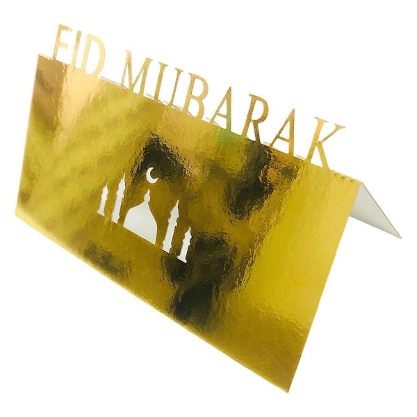 Reflekterende guld100 stk 3d bogstaver Mubarak Bord Invitationskort Udskæring Palace Moon Paper Bordkort Festival Fest DekorationReflekterende guld