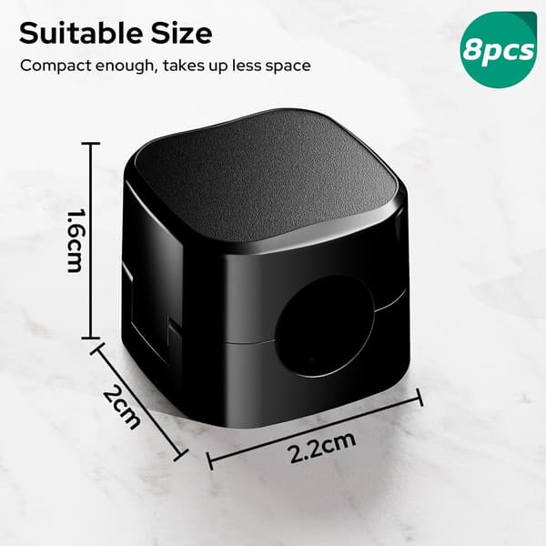 Cable Clips, 8 Pcs Magnetic Cable Organizer with Adhesive, Cable Management Clips, for USB Charging Cable