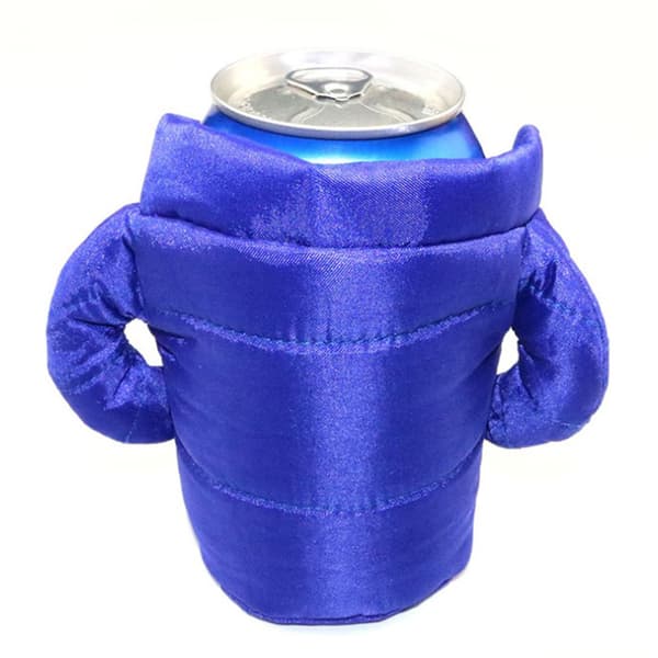 Insulated Beverage Jacket with Two Insulation Layers Fabric Can Jacket Cooler for Summer Camping Picnic Blue