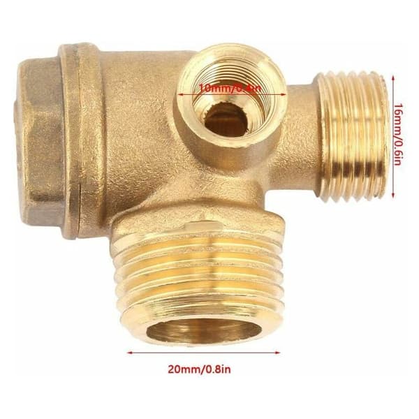 3-ports kompressor kontraventil hane gevindrørforbindelse 20 16 10mm (20 16 10mm)