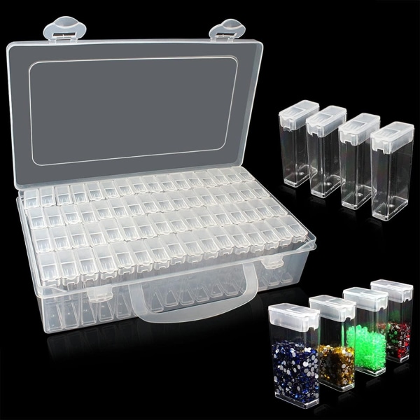 Diamond painting Förvaringslådor, 5d diamantbroderipärlor Art Kits Case Container,(64Grids) (vit)