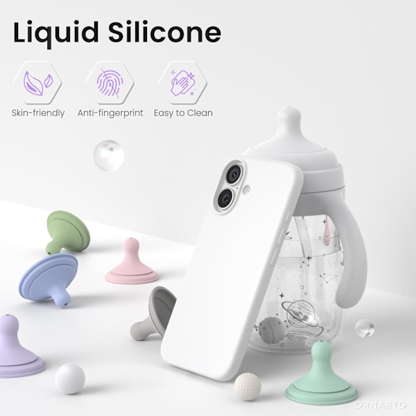 Compatible with iPhone 17 6.3-inch Protective Case, Slim Liquid Silicone 6-Layer Full Coverage Soft Rubber. Pure white Pure white