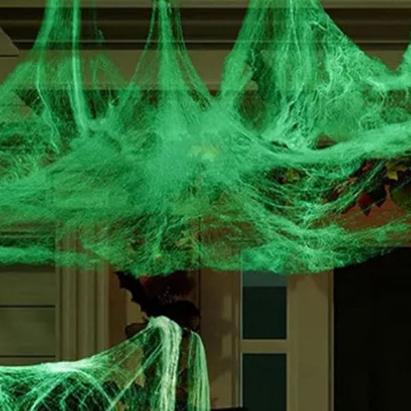 Halloween Spiderweb, Scary Spider Web, Luminous Net, Haunted House Decor, Artificial Spiderweb, Halloween Outdoor Decoration