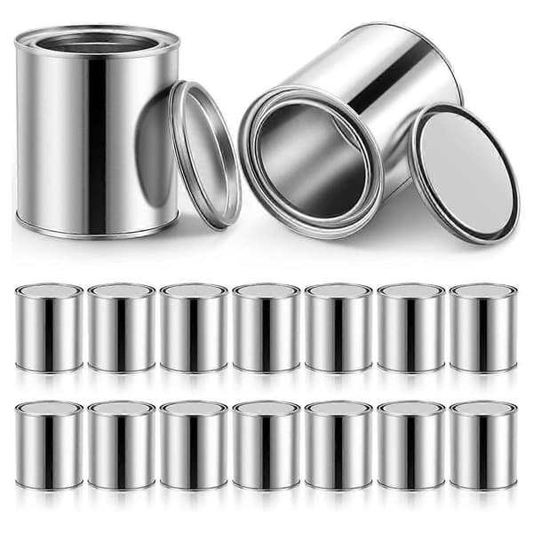 16-pack Unlined Can 0.84 Pint Empty Metal Paint Cans with Lids Small Paint Cans Versatile Paint P