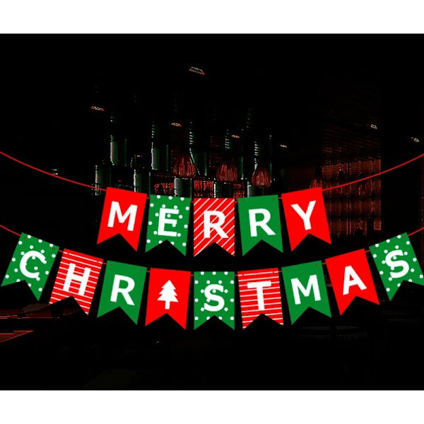 Röd Grön God Jul Banner - för både hemdekoration eller fastsatt på julgranar etc. en stark julstämning