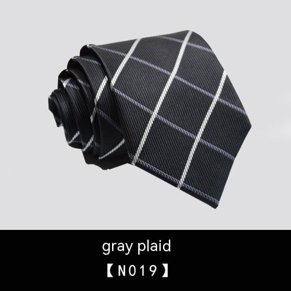 Affärsklädsel, 8 cm slips, arbetshänder för män, professionellt grå- och vitrutigt mönster, N019, ett stycke