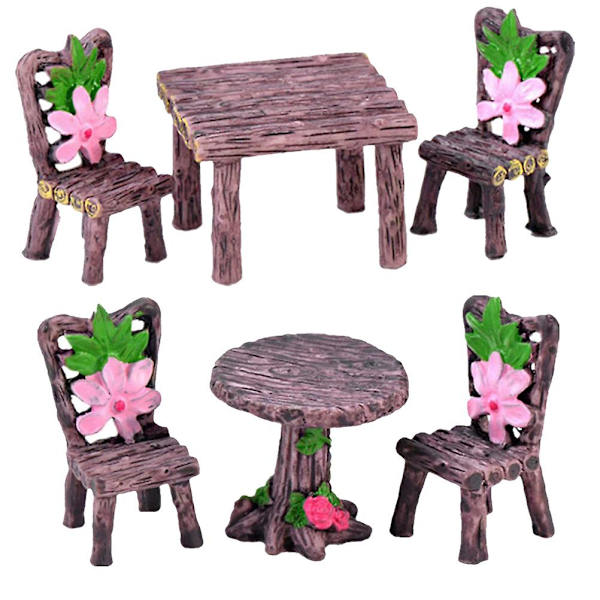 6 kpl Miniatyyripöydät Pienelle Talolle Mikromaisema Hartsihuonekalut Tarvikkeet Kahvi 4X3.7X3CM