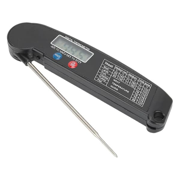 Digital Meat Thermometer Waterproof Instant Read Foldable Probe for Kitchen Cooking BBQ Grilling Black