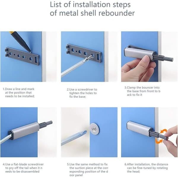 Magnetic Catch - PZCC - Push to Open 10 pcs - Stainless Steel/ABS - Handleless - Silent Closing
