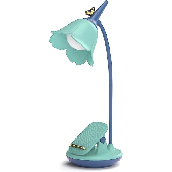 Skrivebordslampe for barn, klemmbar LED-bordlampe med 3 fargetemperaturer, oppladbar skrivebordslampe