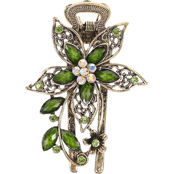 Rhinestone hårklipp Blomst Hårklemme Blomst Hårspenner Hårklipp Kvinner Smaragd Hårtilbehør Green 1PCS