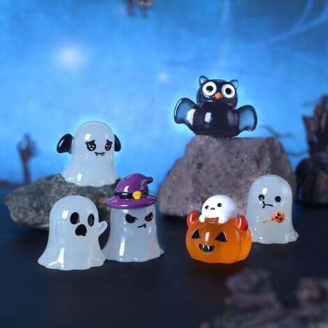 Halloween - Owl Ghost Night Light Set - Mini Decorative Landscape Elements - Car Centerpiece - Light Elements - 6