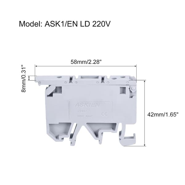 DIN-skenmonterad säkringshållare kopplingsplintar grå ASK1/EN LD 220V, 5-pack style_name