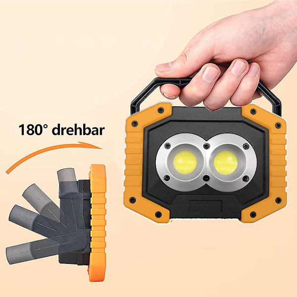 Arbetslampa Uppladdningsbar, Bärbar Led Arbetslampa 1-pack, Byggbelysning Batteridriven, Led Nödljus För Hemmaströmförsörjning, Uppladdningsbar