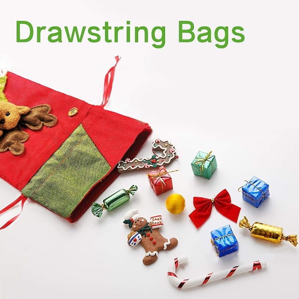 3-pack Jultomtar Säckar Dragkedja Julklappspåsar 3D Design Tyg Godispåsar För Julfest Tillbehör 15 X 8 Tum