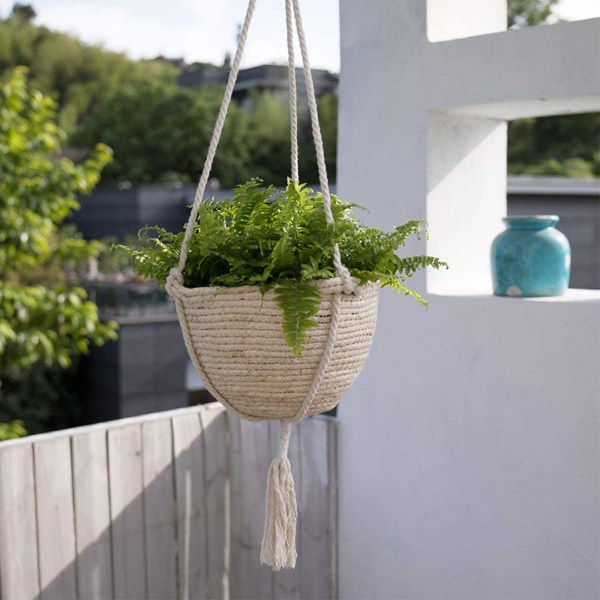 Handvävda Hängande Växtkorgar Inomhus Utomhus, Vävd Rattan Hängande Planter Blomkruka Växtkorg
