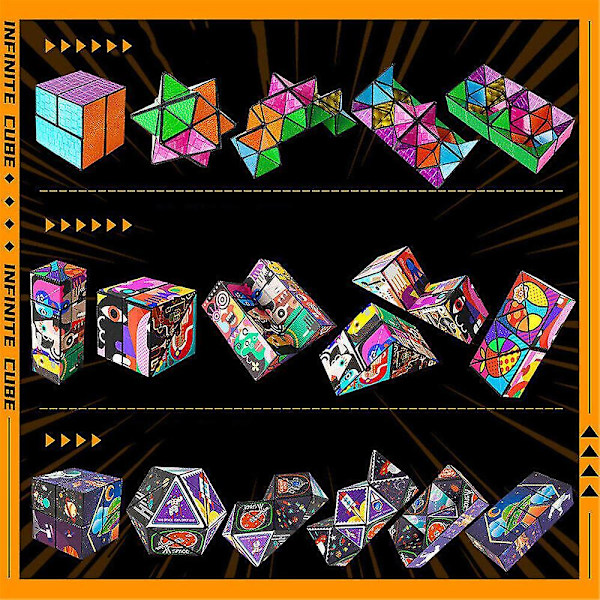 3D Föränderlig Magnetisk Rubiks Kub Handflip Pussel Stressavlastning Ångest Fidget Leksaker Present till BarnB