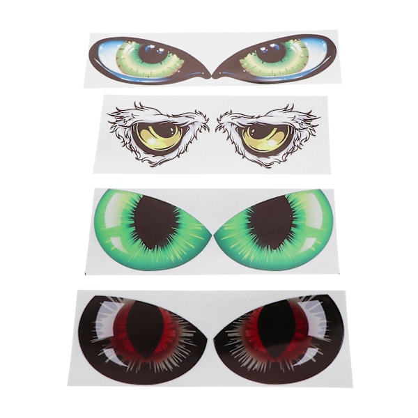 4 Par Refleks Stickers til Bil Refleks Katteøje Sticker Laptop Dekaler Bagespejl Bil Dekoration Køretøjs Krop Sticker Assorteret Farve 26X7.2cm