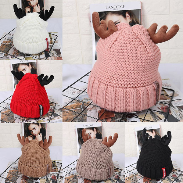 Färgglada Renen/Elg-Horn Beanie Baby Flickor Pojkar Höst Vinter Jul Hattar Röd
