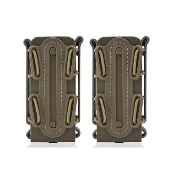 2 stk 9mm Quick Pull Elastisk Clip Soft Shell Case Molle System Magazine Pouch Fast Mag CarrierMud farge