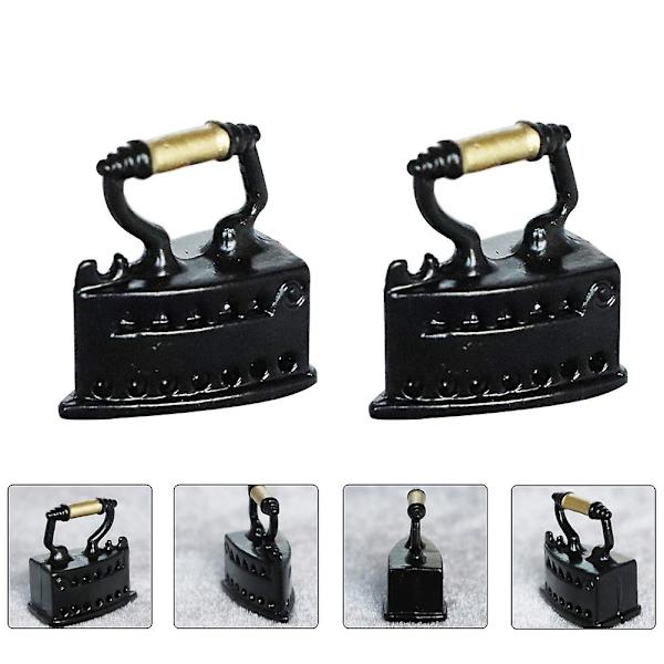2 stk Mini Hus Retro Jernmodell Mini Møbler Sy Scene Tilbehør (svart)Svart2.1x2cm Black 2.1x2cm