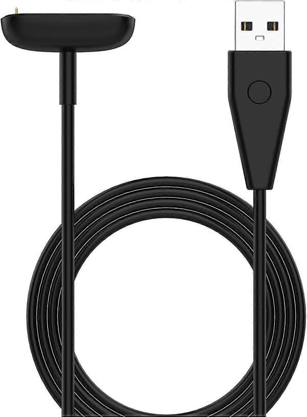 Replacement USB Charging Cable for Fitbit Luxe Fitness Tracker (Black-2pcs)